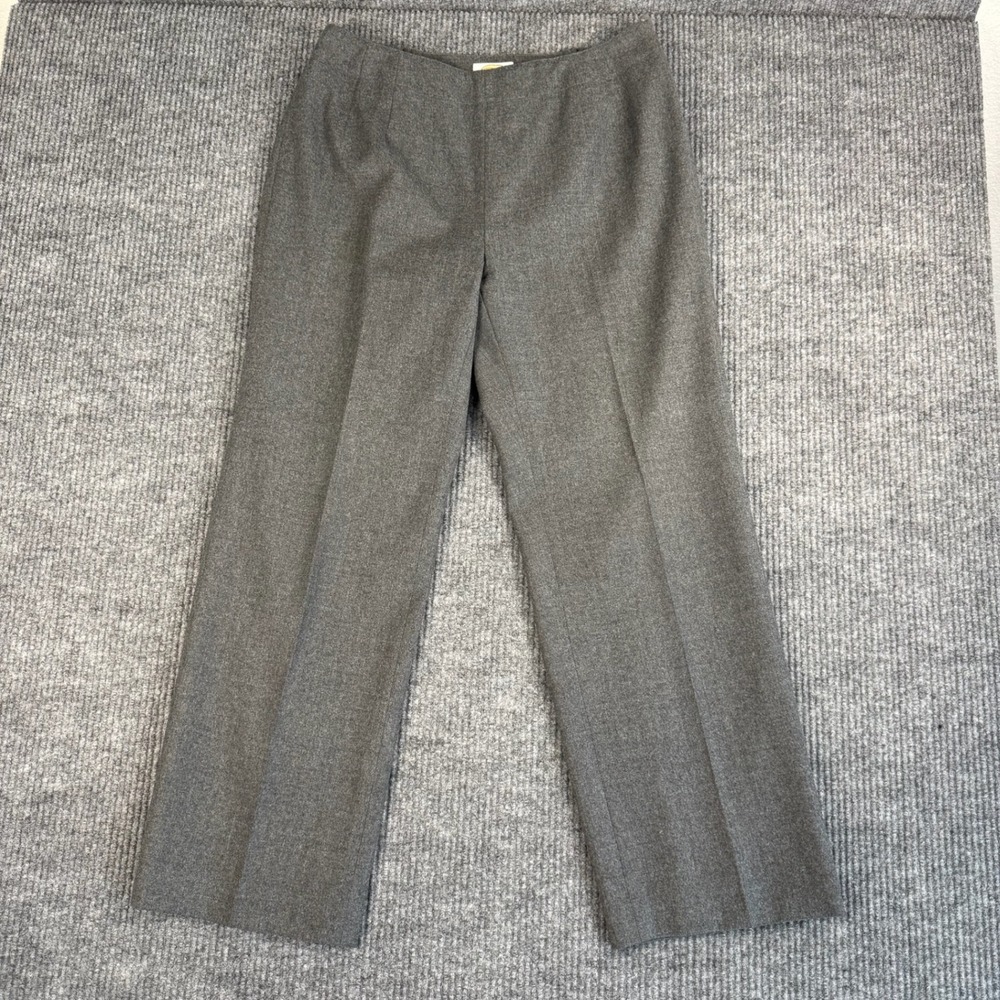 Vtg 90s Talbots Woman Pants Womens 12W Gray Wool Straight Leg Trousers Lined